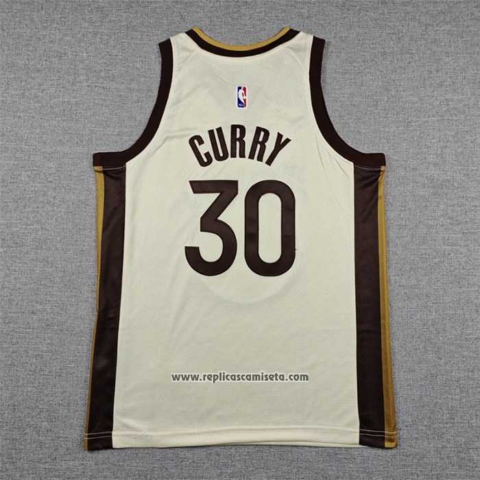 Camiseta Nino Golden State Warriors Stephen Curry NO 30 Ciudad 2025-26 Crema